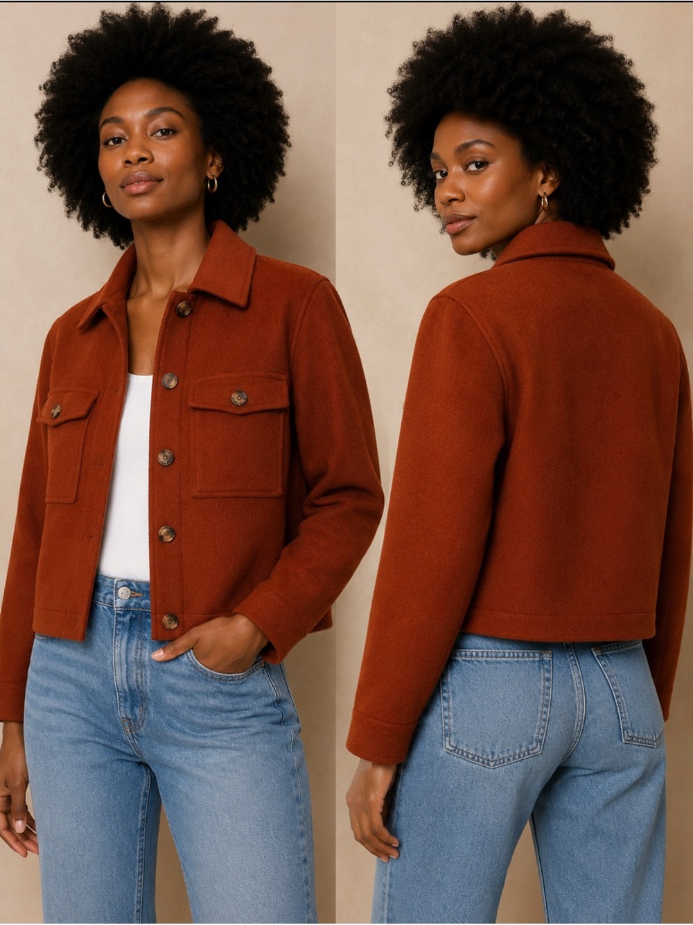 Avec Les Filles Cropped Rust Jacket